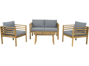 Beckham" wooden garden furniture set with cushions - 4 seater - Grey