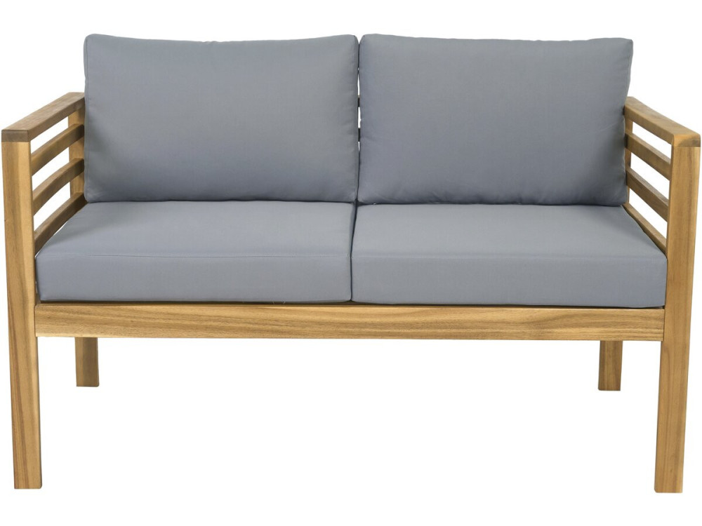 Beckham" wooden garden furniture set with cushions - 4 seater - Grey
