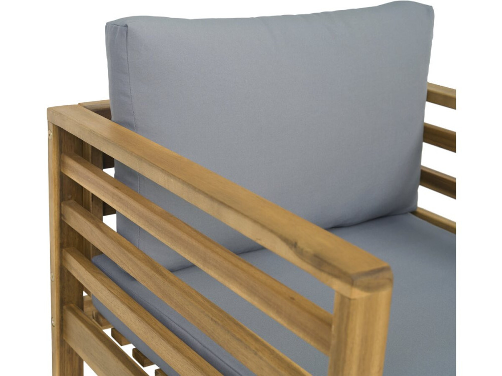 Beckham" wooden garden furniture set with cushions - 4 seater - Grey