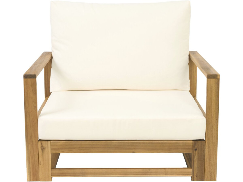 Bellingham" modular wooden garden furniture set with cushions - 5 seats - Beige