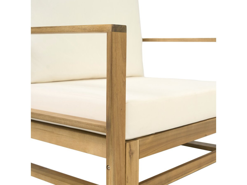 Bellingham" modular wooden garden furniture set with cushions - 5 seats - Beige