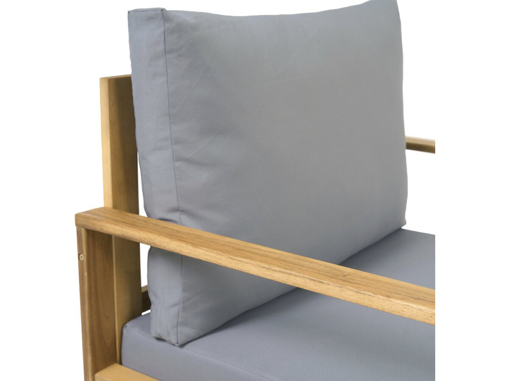 Acacia wood garden furniture with cushions "Bellingham" - 5 seater - Grey