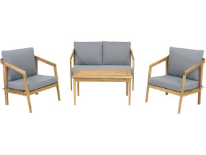 Presley" wooden garden furniture set with cushions - 4 seater - Grey