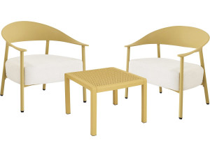 Céora" metal and plastic garden furniture set - 2 seater - Yellow
