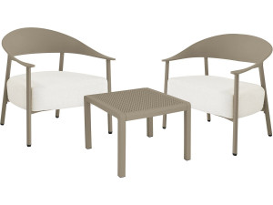 Céora" metal and plastic garden furniture set - 2 seater - Taupe