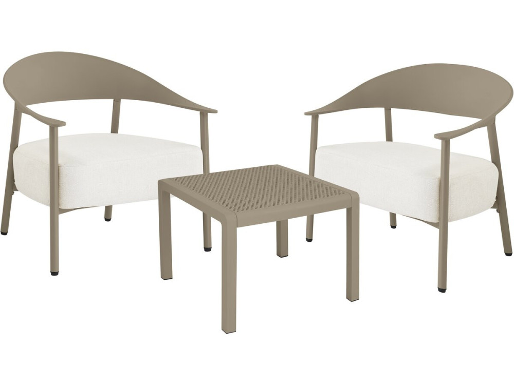 Céora" metal and plastic garden furniture set - 2 seater - Taupe