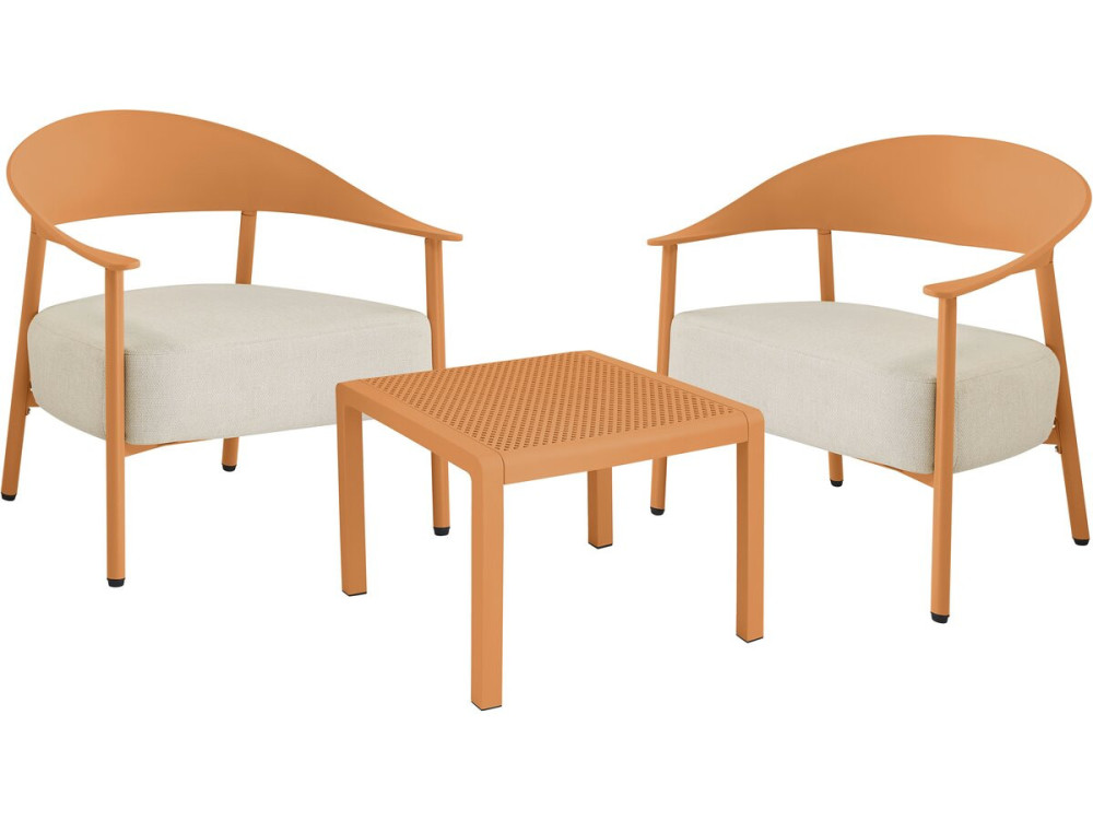 Céora" metal and plastic garden furniture set - 2 seater - Orange