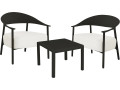 Céora" metal and plastic garden furniture set - 2 seater - White - Black