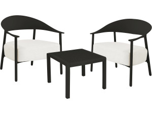 Céora" metal and plastic garden furniture set - 2 seater - Black
