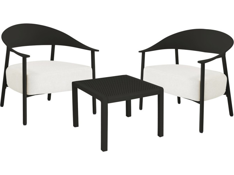 Céora" metal and plastic garden furniture set - 2 seater - Black