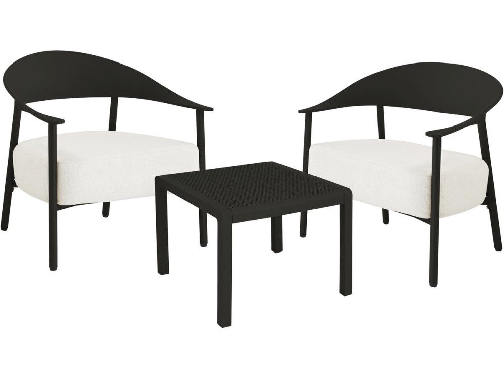 Céora" metal and plastic garden furniture set - 2 seater - Black
