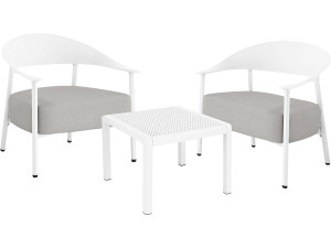 Céora" metal and plastic garden furniture set - 2 seater - White