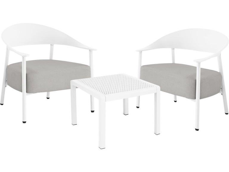 Céora" metal and plastic garden furniture set - 2 seater - White