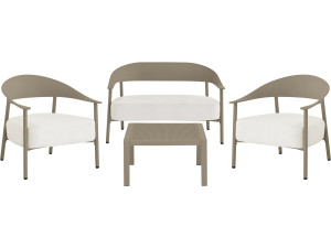 Céora" metal and plastic garden furniture set - 4 seats - Taupe