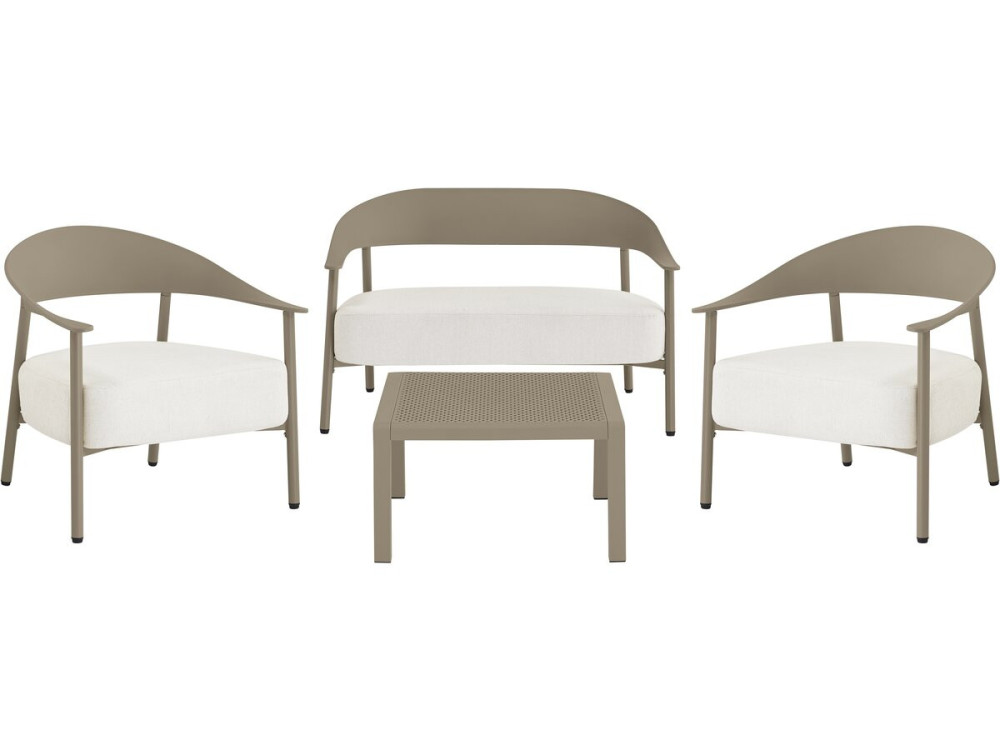 Céora" metal and plastic garden furniture set - 4 seats - Taupe