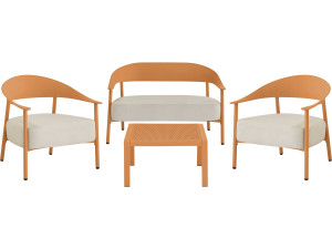 Céora" metal and plastic garden furniture set - 4 seats - Orange