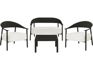 Céora" metal and plastic garden furniture set - 4 seats - Black