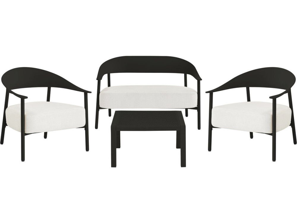 Céora" metal and plastic garden furniture set - 4 seats - Black