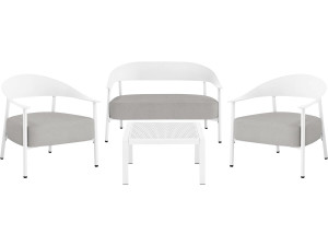 Céora" metal and plastic garden furniture set - 4 seats - White