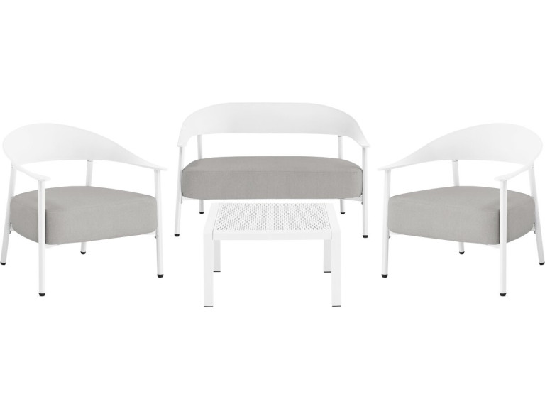 Céora" metal and plastic garden furniture set - 4 seats - White