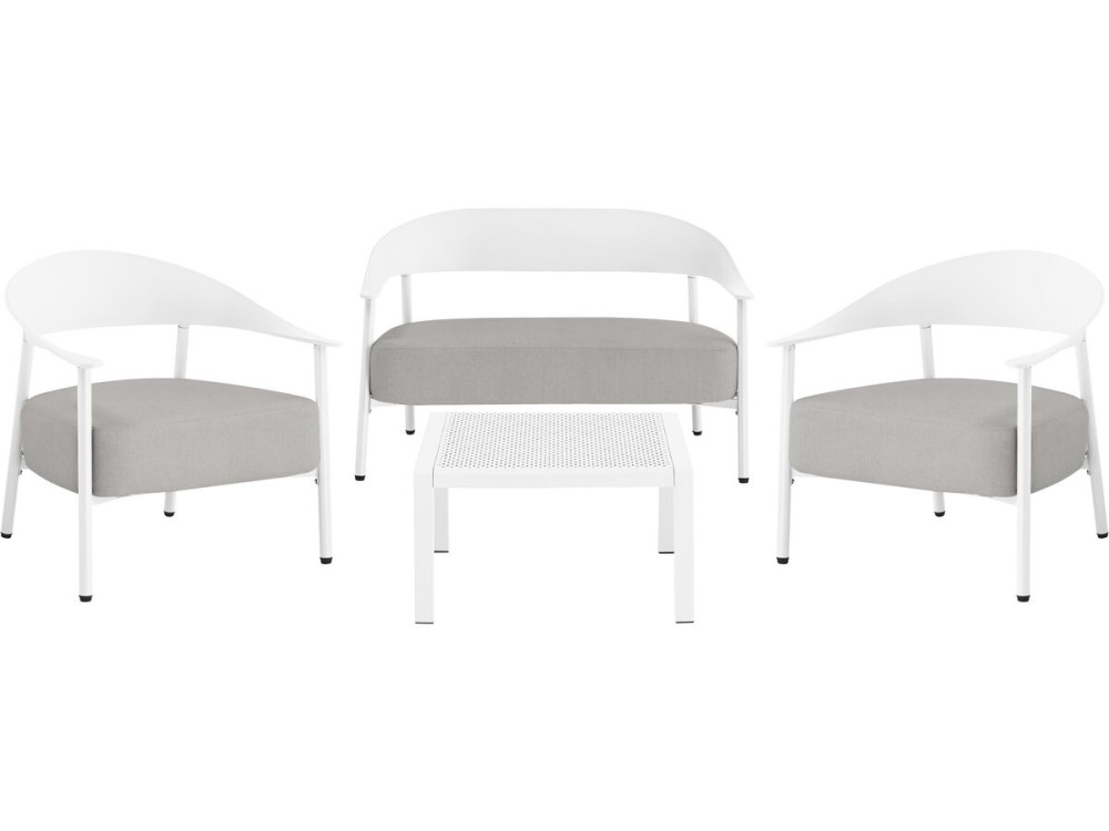 Céora" metal and plastic garden furniture set - 4 seats - White