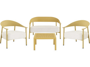 Céora" metal and plastic garden furniture set - 4 seats - Yellow