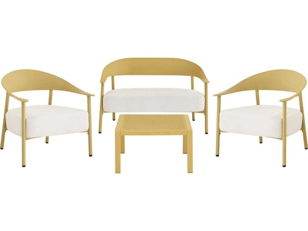 Céora" metal and plastic garden furniture set - 4 seats - Yellow