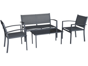 Lino II" metal garden furniture set - 4 seats - Black
