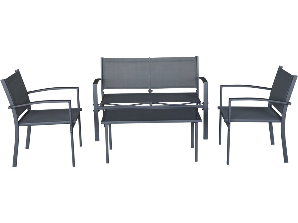 Lino II" metal garden furniture set - 4 seats - Black
