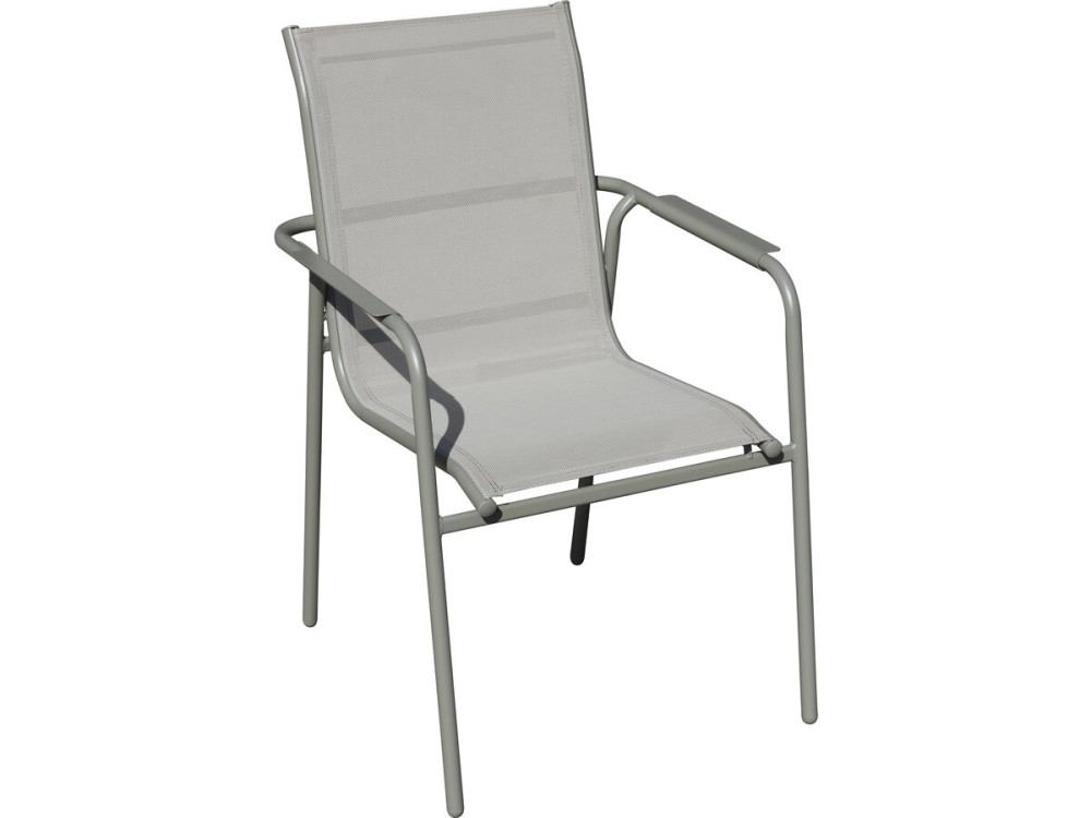 Malaga" metal garden dining set - 7 seats - Grey