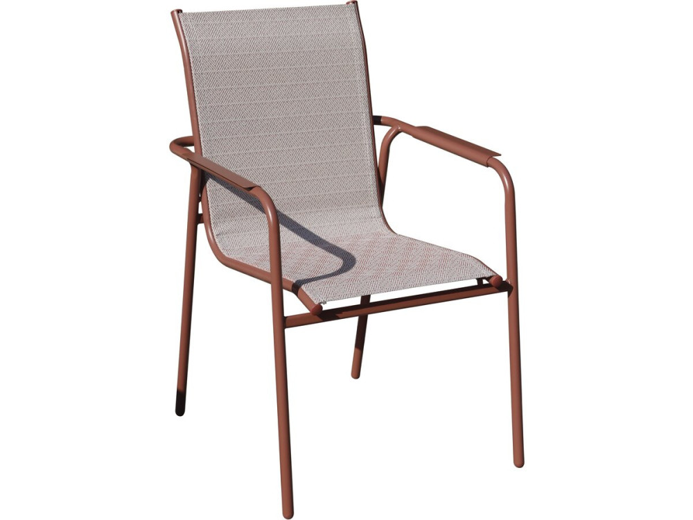 Malaga" metal garden dining set - 7 seats - Terracotta