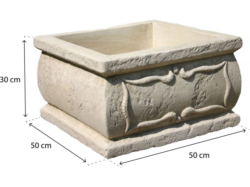 Verone" planter - stone - 50 x 50 x 30 cm