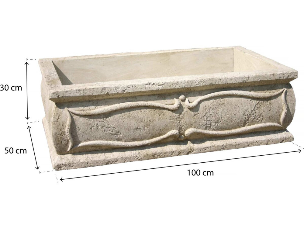 Large "Verone" planter - stone - 50 x 100 x 30 cm