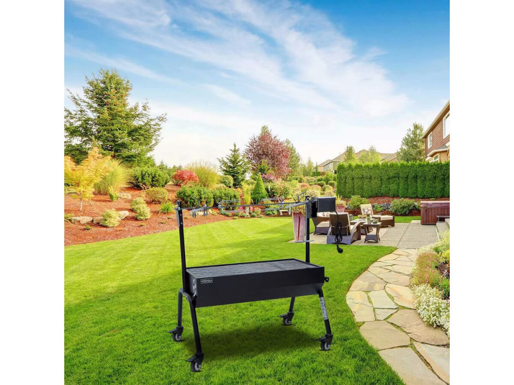 Charcoal roaster with electric spit "Senator" - Black