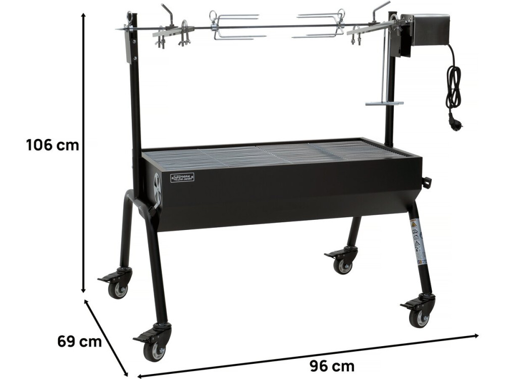 Charcoal roaster with electric spit "Senator" - Black