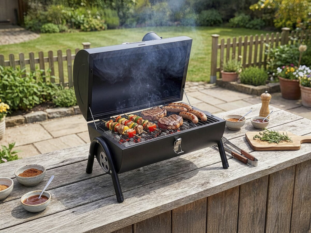 Captain portable charcoal barbecue - 42 x 27 x 43 cm - Black