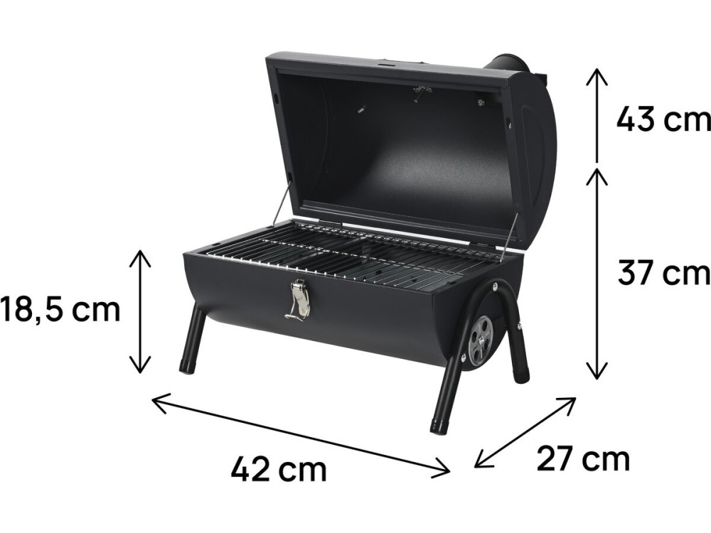 Captain portable charcoal barbecue - 42 x 27 x 43 cm - Black