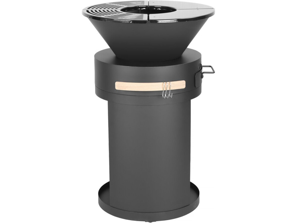 Cesar" charcoal and wood barbecue plancha brazier - 49 x 49 x 92 cm - Black