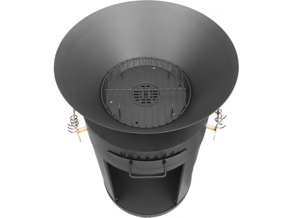 Cesar" charcoal and wood barbecue plancha brazier - 49 x 49 x 92 cm - Black