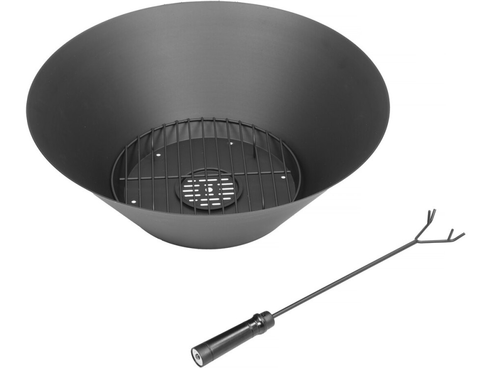 Cesar" charcoal and wood barbecue plancha brazier - 49 x 49 x 92 cm - Black