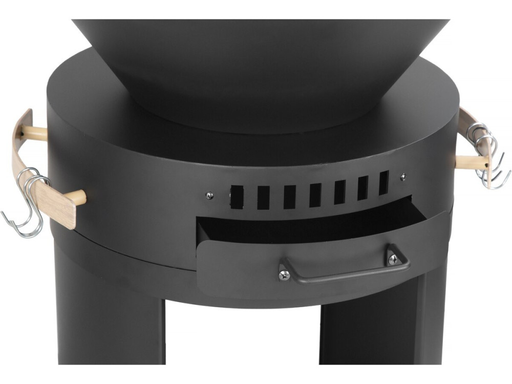 Cesar" charcoal and wood barbecue plancha brazier - 49 x 49 x 92 cm - Black