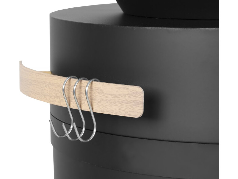 Cesar" charcoal and wood barbecue plancha brazier - 49 x 49 x 92 cm - Black