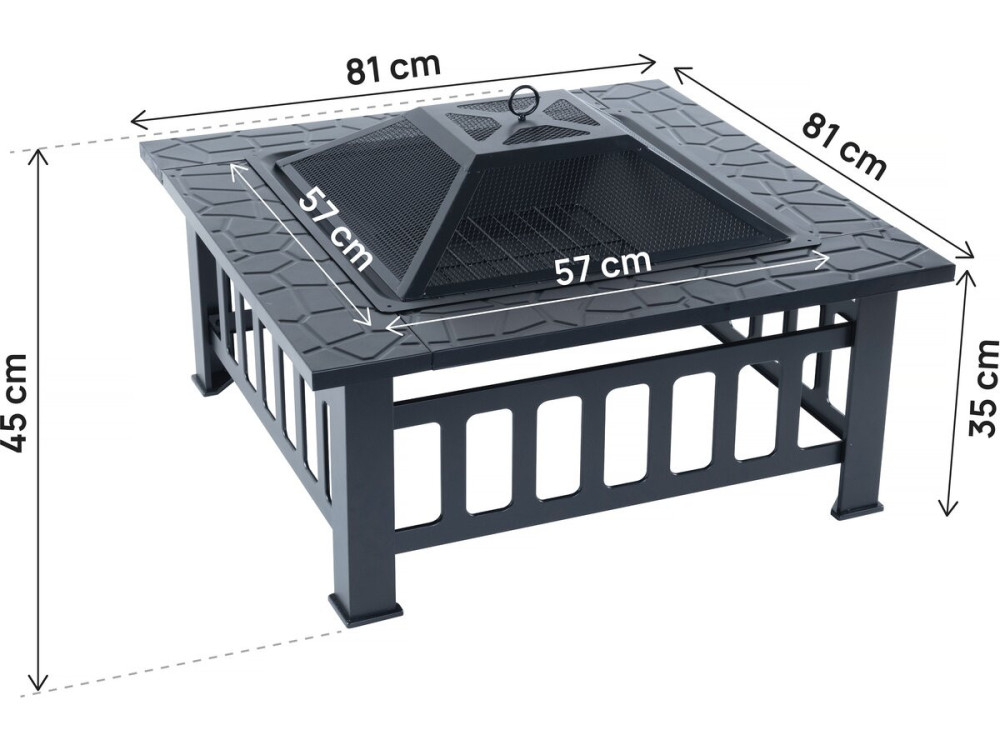 Flaméo" brazier with ember-proof lid - Black