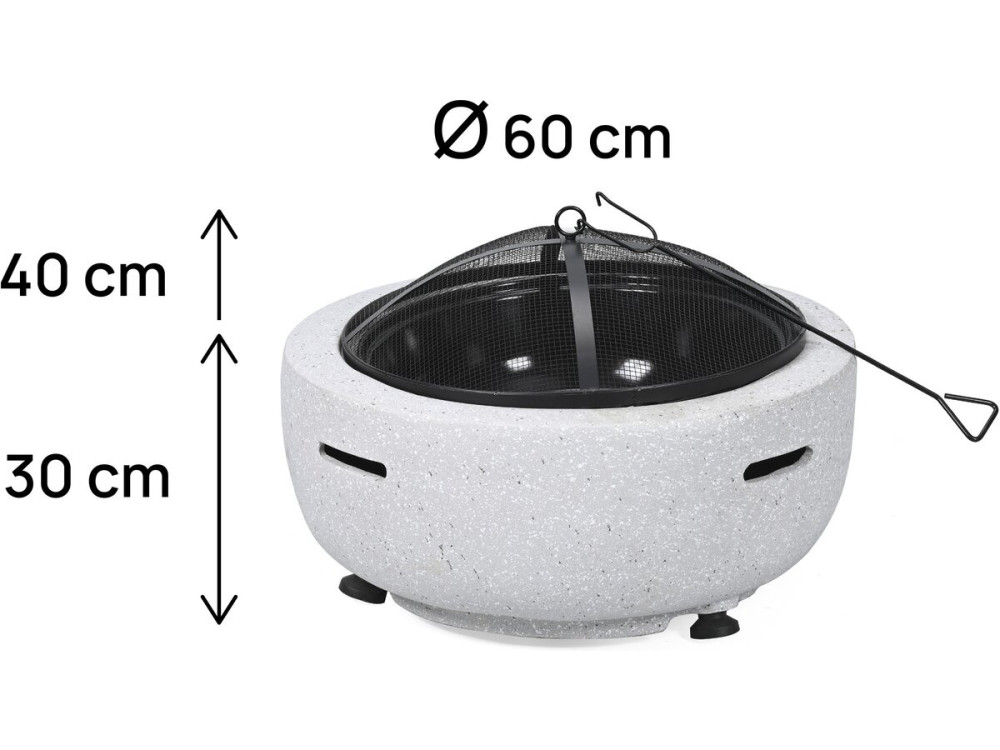 Volkan" stone brazier - 60 x 60 x 40 cm - White