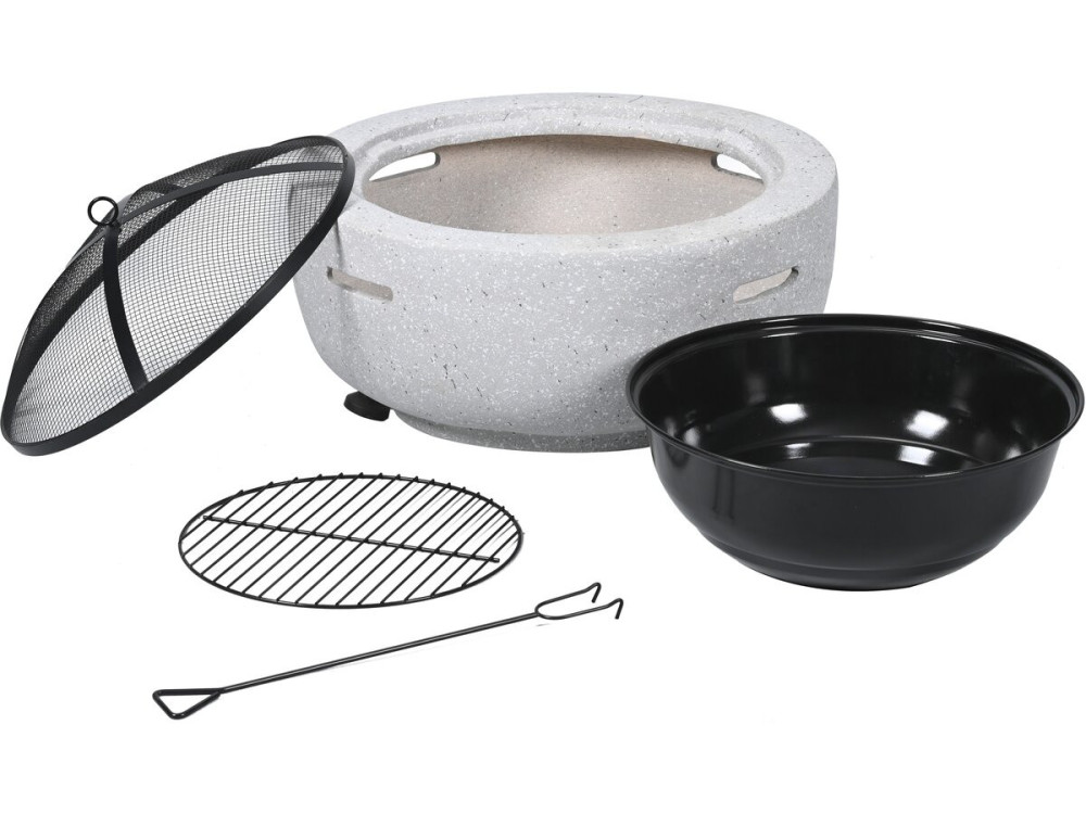 Volkan" stone brazier - 60 x 60 x 40 cm - White