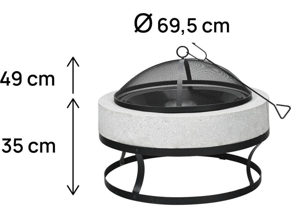 Torro" stone brazier - 70 x 70 x 49 cm - White
