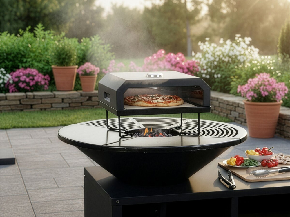 Pizzello" barbecue pizza oven - 40 x 35 x 28 cm - Black