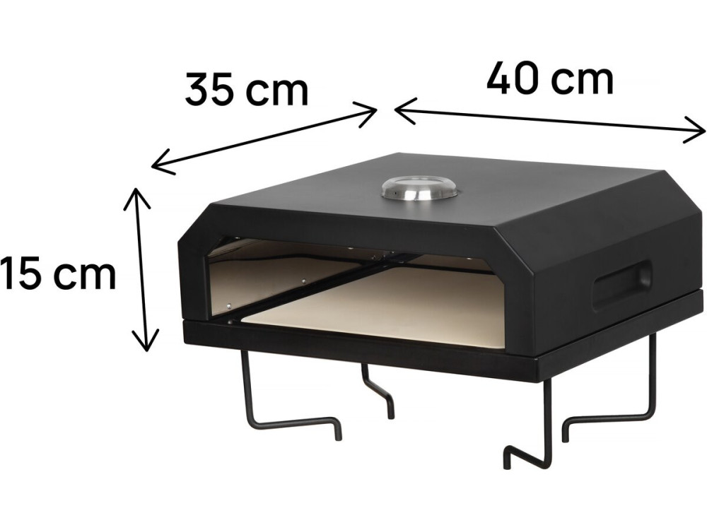Pizzello" barbecue pizza oven - 40 x 35 x 28 cm - Black