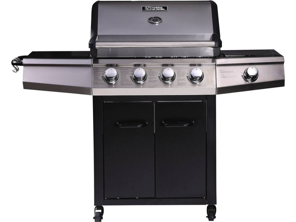 Barbecue gas "Bingo 5" - 5 Burners including 1 lateral - 15.2kW + Protective cover - Black