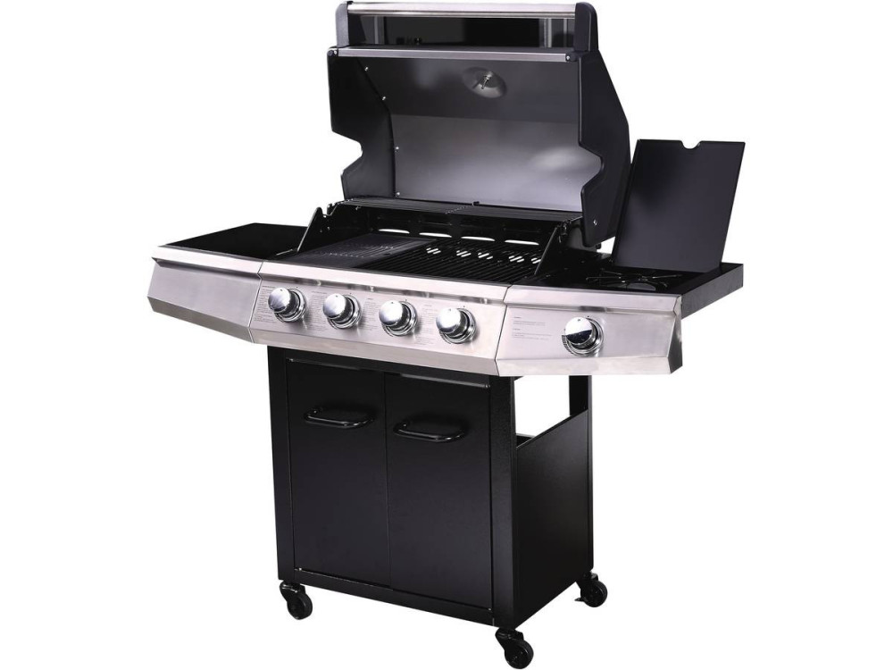 Barbecue gas "Bingo 5" - 5 Burners including 1 lateral - 15.2kW + Protective cover - Black